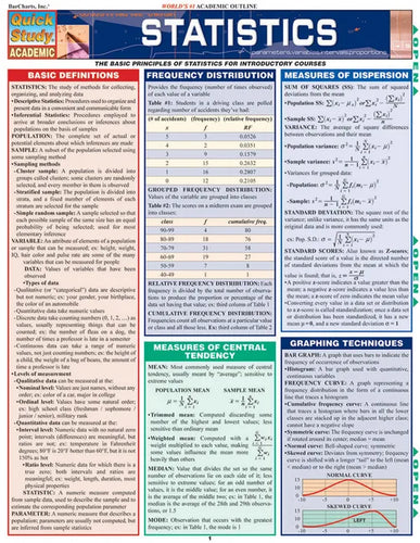 Statistics: A Quickstudy Laminated Reference Guide