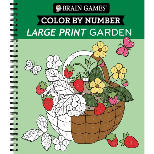 Brain Games - Color by Number - Large Print: Garden - Spiral