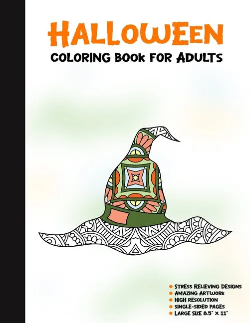Halloween Coloring Book for Adults: 50 Halloween Illustrations Printed On One Side, Safe For Markers - Fun Craft Activity Gift - Stress Relieving Desi - Paperback