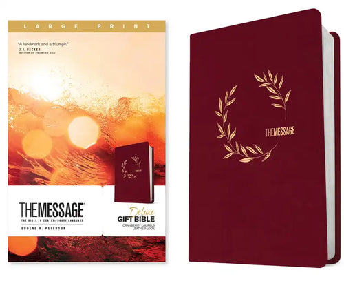 The Message Deluxe Gift Bible, Large Print (Leather-Look, Cranberry Laurels): The Bible in Contemporary Language - Imitation Leather