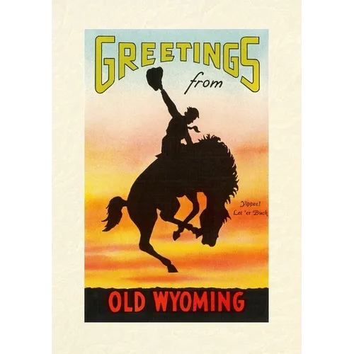 Vintage Lined Notebook Greetings from Old Wyoming, Bronco - Paperback