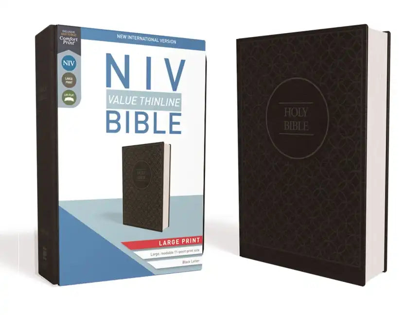 NIV, Value Thinline Bible, Large Print, Imitation Leather, Gray/Black - Imitation Leather