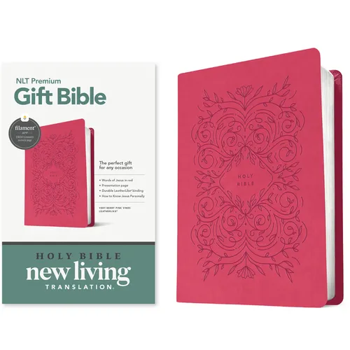 Premium Gift Bible Nlt, Filament Enabled (Leatherlike, Very Berry Pink Vines, Red Letter)