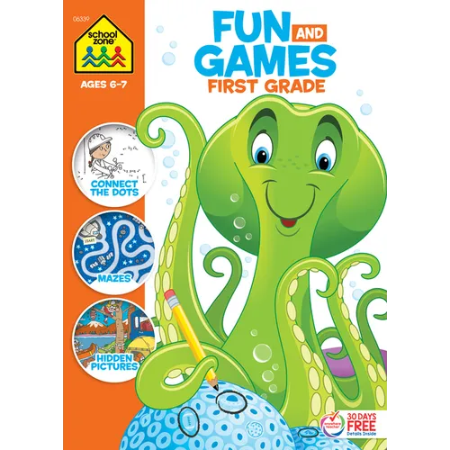 School Zone Fun and Games First Grade Activity Workbook - Paperback