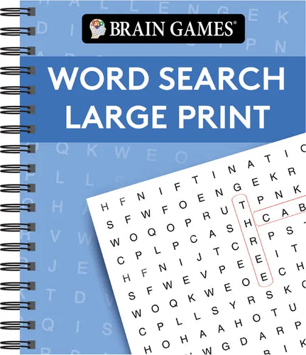 Brain Games - Word Search Large Print (Blue) - Spiral