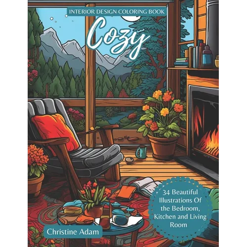 Cozy Interior Design Coloring Book: 34 Beautiful Illustration Of Bedroom, Kitchen And Living Room For Adult