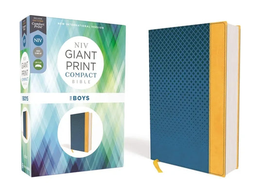 Niv, Giant Print Compact Bible for Boys, Leathersoft, Blue, Red Letter Edition, Comfort Print - Imitation Leather