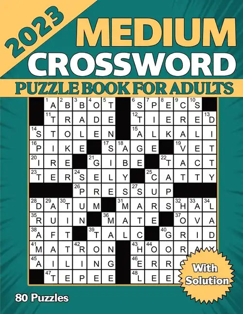 2023 Medium Crossword Puzzle Book For Adults With Solution - Paperback