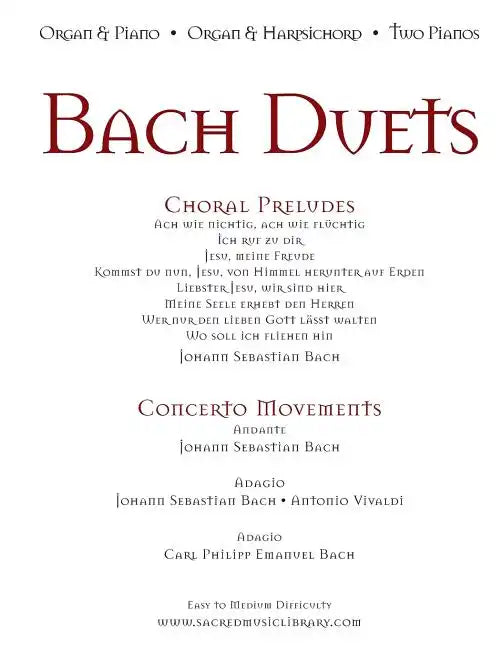 Bach Duets: Organ & Piano - Organ & Harpsichord - 2 Pianos - Paperback
