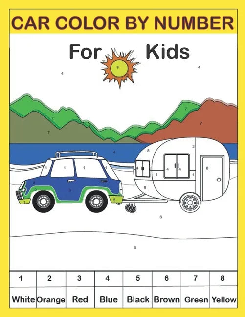 Car color by number for kids: color by number coloring book fok kids - Paperback