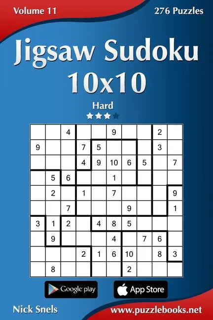 Jigsaw Sudoku 10x10 - Hard - Volume 11 - 276 Puzzles - Paperback