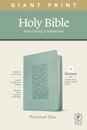 NLT Personal Size Giant Print Bible, Filament Enabled Edition (Red Letter, Leatherlike, Floral Frame Teal) - Imitation Leather