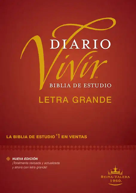 Biblia de Estudio del Diario Vivir Rvr60, Letra Grande (Letra Roja, Tapa Dura, Índice) - Hardcover
