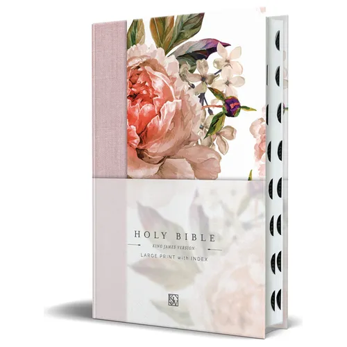 KJV Holy Bible, Large Print Medium Format, Pink Cloth Hardcover W/Thumb Index and Ribbon Marker, Red Letter - Hardcover