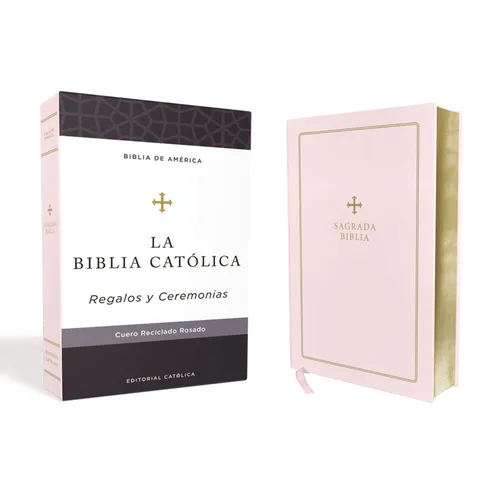 Biblia Católica, Regalos Y Ceremonias, Piel Reciclada, Rosado, Comfort Print - Leather