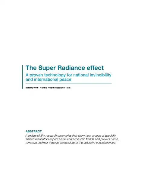 The Super Radiance effect: A new technology for national invincibility and international peace - Paperback