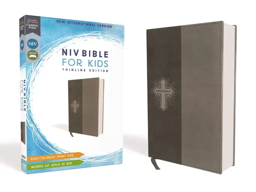 Niv, Bible for Kids, Leathersoft, Gray, Red Letter, Comfort Print: Thinline Edition - Leather