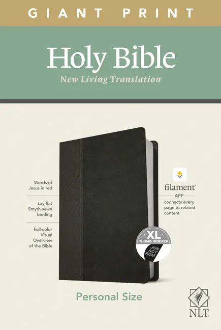 NLT Personal Size Giant Print Bible, Filament Enabled Edition (Red Letter, Leatherlike, Black/Onyx, Indexed) - Imitation Leather