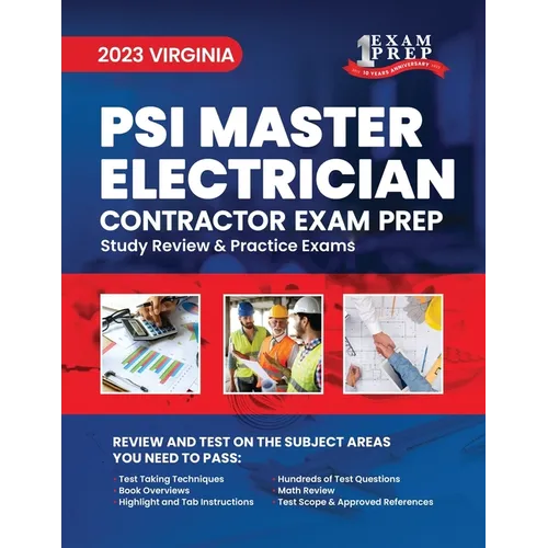 2023 Virginia PSI Master Electrician Contractor Exam Prep: 2023 Study Review & Practice Exams - Paperback