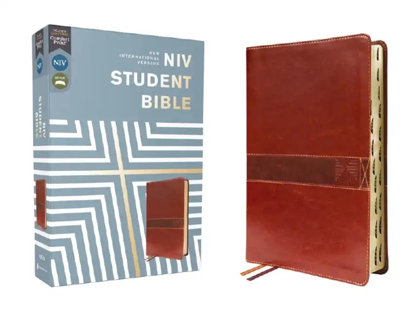 Niv, Student Bible, Leathersoft, Brown, Thumb Indexed, Comfort Print - Imitation Leather