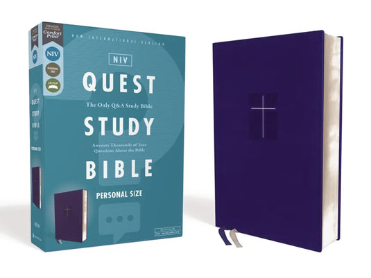 Niv, Quest Study Bible, Personal Size, Leathersoft, Blue, Comfort Print: The Only Q and A Study Bible - Imitation Leather