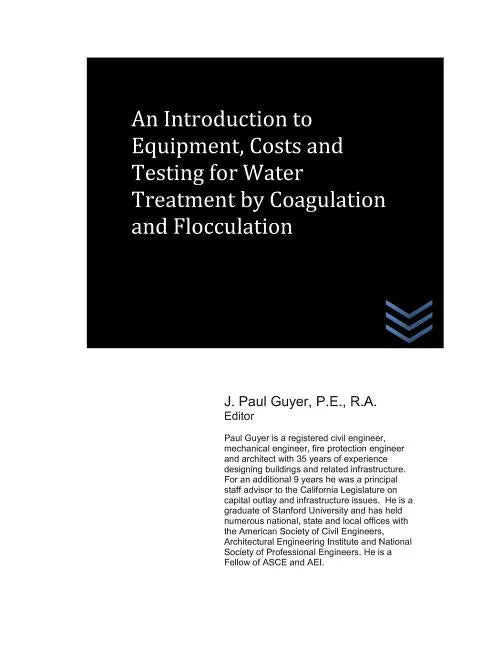 An Introduction to Equipment, Costs and Testing for Water Treatment by Coagulation and Flocculation - Paperback