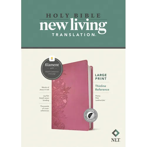 NLT Large Print Thinline Reference Bible, Filament Enabled (Leatherlike, Peony Pink, Indexed, Red Letter) - Imitation Leather
