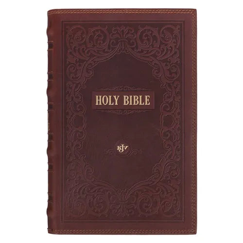 KJV Bible Giant Print Standard-Size (Full-Grain Leather, Dark Brown) - Leather