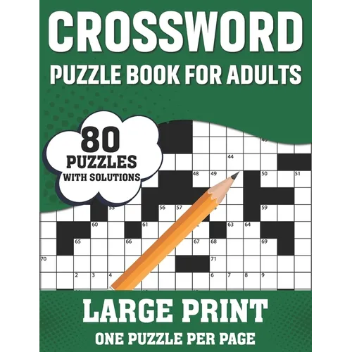 Crossword Puzzle Book For Adults: Large Print Crossword Book For Seniors, Adults Women And Men With 80 Easy To Hard Entertaining Fun Puzzles - Paperback