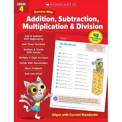 Scholastic Success with Addition, Subtraction, Multiplication & Division Grade 4 Workbook - Paperback