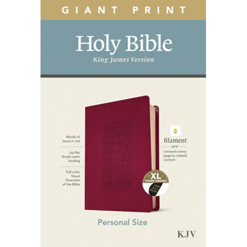 KJV Personal Size Giant Print Bible, Filament Enabled Edition (Leatherlike, Diamond Frame Cranberry, Indexed) - Imitation Leather