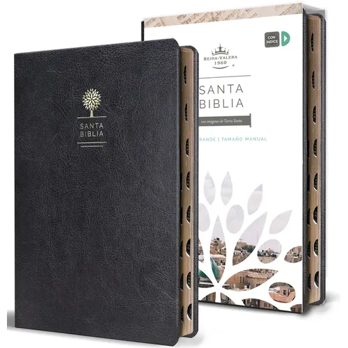 Biblia Reina Valera 1960 Letra Grande. Sã-Milâ Piel Negro, Ã-Ndice, Tamaño Manual / Spanish Bible Rvr 1960.Â Handy Size, Thumb Index, Large Print, Bla - Bonded Leather