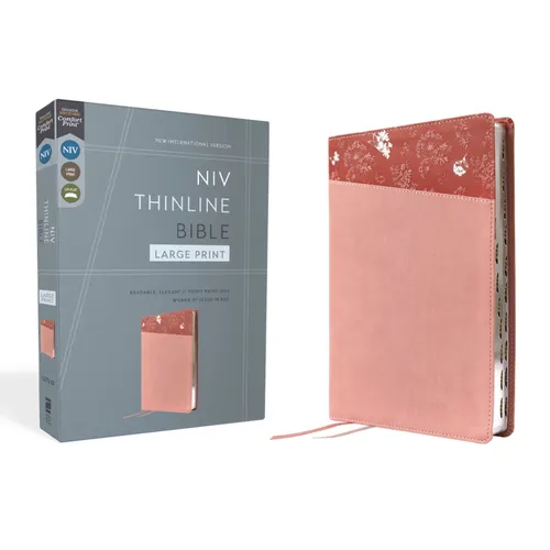 Niv, Thinline Bible, Large Print, Leathersoft, Pink, Red Letter, Thumb Indexed, Comfort Print - Imitation Leather