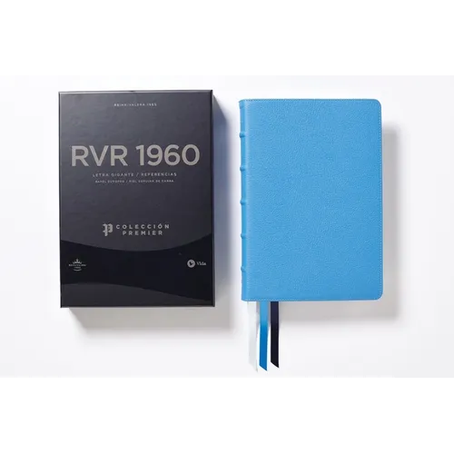 Rvr60, Santa Biblia, Colección Premier, Letra Gigante, Interior a DOS Colores, Piel Genuina de Cabra, Azul, Comfort Print: Edición Limitada - Leather