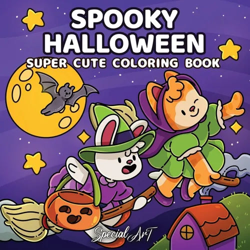 Spooky Halloween: Coloring Book for Adults and Teens Featuring Cute and Creepy Characters in Cozy Hygge Scenes for Relaxation