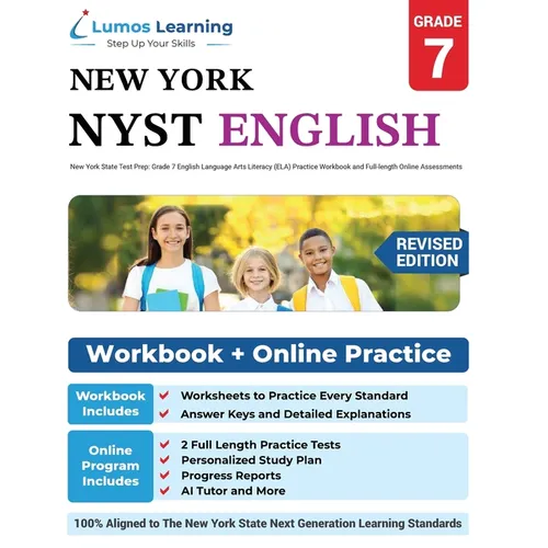 Grade 7 English Language Arts Literacy (ELA) Practice Workbook and Full-length Online Assessments: NYST Study Guide - Paperback