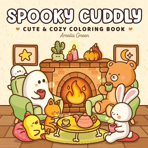 Spooky Cuddly: Cozy Coloring Book for Adults and Teens Featuring Adorable Animal Characters and Cute Ghosts for Relaxation