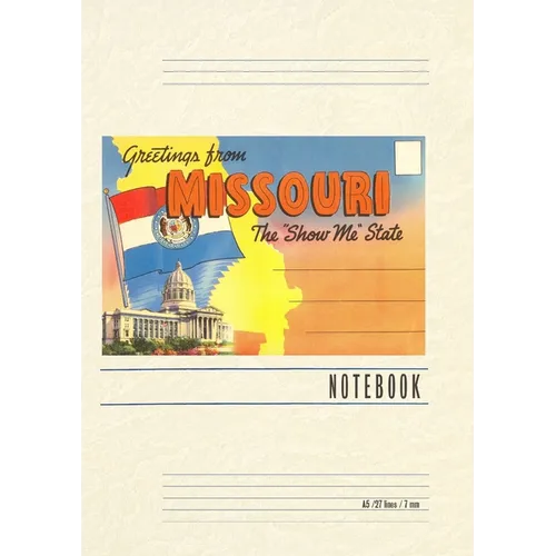 Vintage Lined Notebook Postcard Folder, Greetings from Missouri