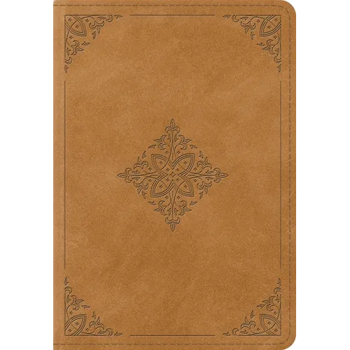 ESV Large Print Bible (Trutone, Nubuck Caramel, Fleur-De-Lis Design) - Imitation Leather
