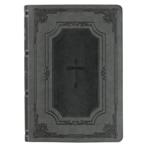 KJV Bible Super Giant Print (Faux Leather, Gray/Black) - Imitation Leather