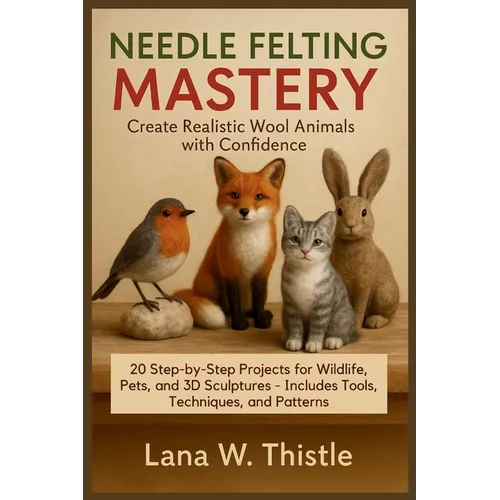 Needle Felting Mastery: Create Realistic Wool Animals with Confidence: 20 Step-by-Step Projects for Wildlife, Pets, and 3D Sculptures - Includes Tools - Paperback