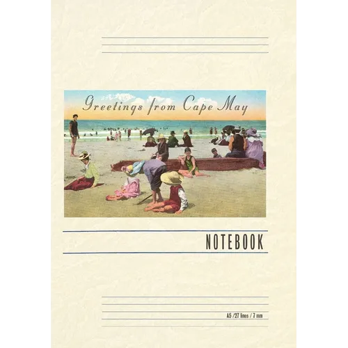 Vintage Lined Notebook Greetings from Cape May, New Jersey, Beach Scene - Paperback