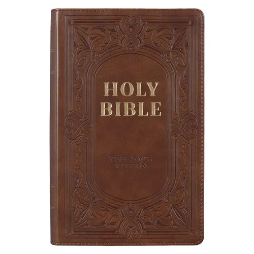 KJV Bible Giant Print Standard-Size (Faux Leather, Medium Brown) - Imitation Leather