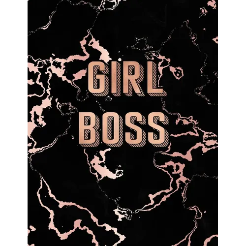 Girl Boss: Inspirational Quote Notebook, Trendy Black Marble and Rose Gold - 8.5 x 11, 120 College Ruled Pages - Paperback