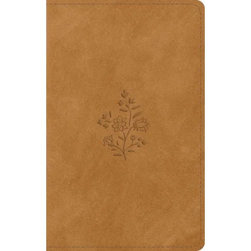 ESV Giant Print Personal Size Bible, Red Letter, Thumb Indexed (Trutone, Nubuck Caramel, Wildflower Design) - Imitation Leather