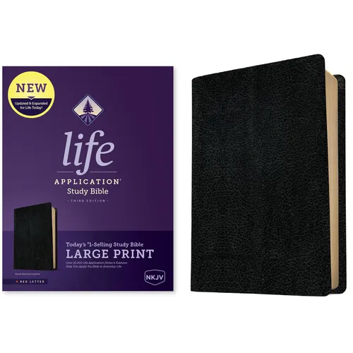 NKJV Life Application Study Bible, Third Edition, Large Print (Bonded Leather, Black, Red Letter) - Bonded Leather
