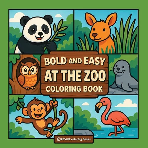 Bold & Easy At The Zoo Coloring Book: Fun Stress Relief Coloring - Paperback