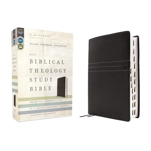 Niv, Biblical Theology Study Bible (Trace the Themes of Scripture), Leathersoft, Black, Thumb Indexed, Comfort Print: Follow God's Redemptive Plan as - Leather
