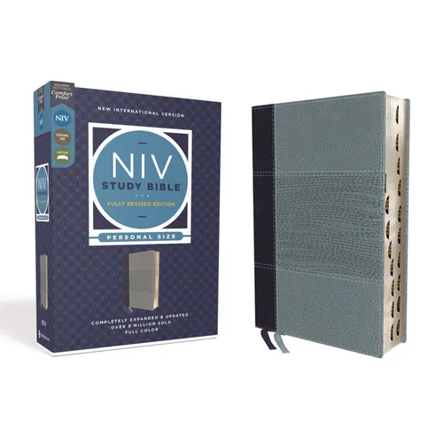 NIV Study Bible, Fully Revised Edition, Personal Size, Leathersoft, Navy/Blue, Red Letter, Thumb Indexed, Comfort Print - Imitation Leather