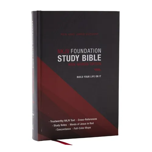 NKJV Foundation Study Bible, Wide-Margin, Black Hardcover, Red Letter - Hardcover